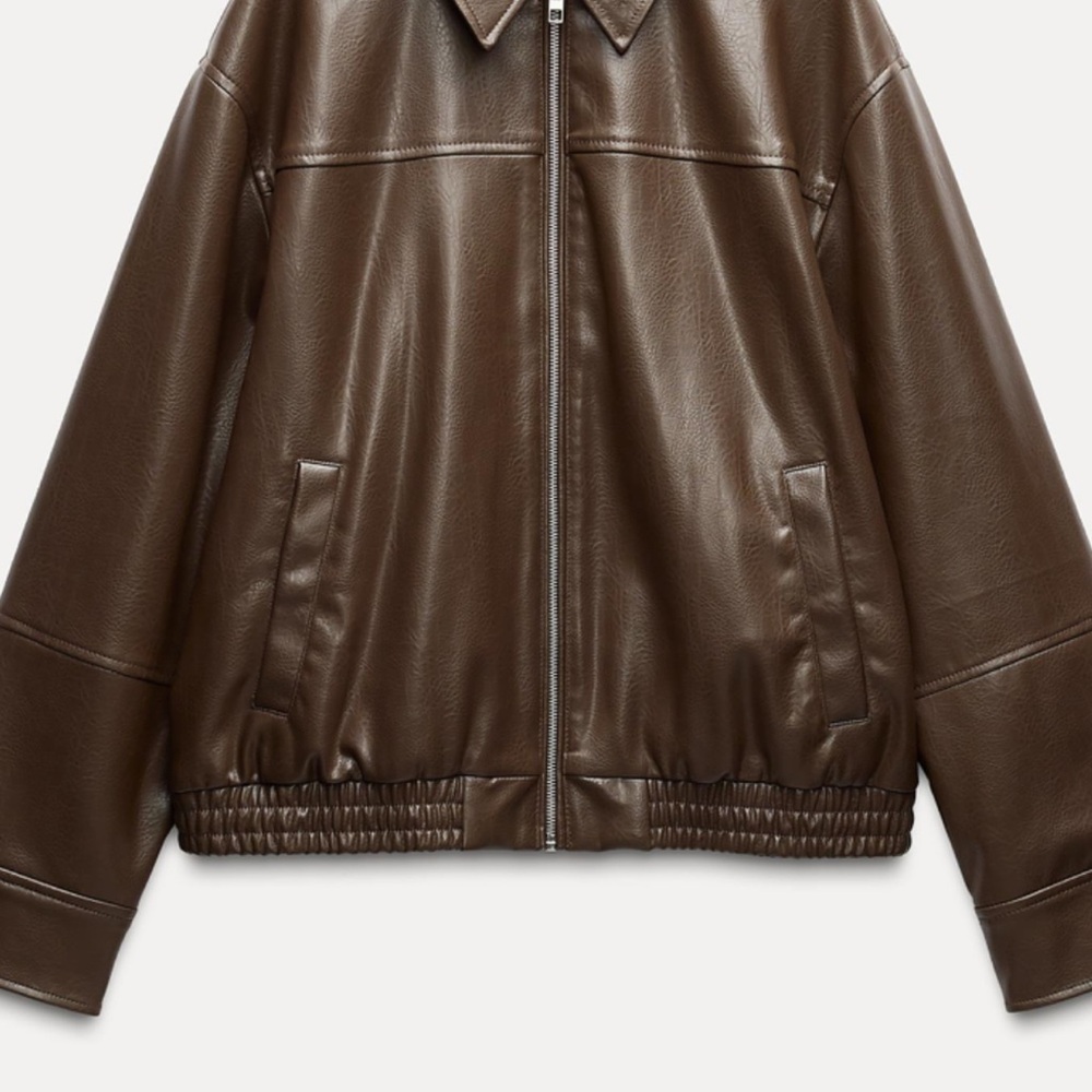 Zara Faux leather bomber jacket XS NWT